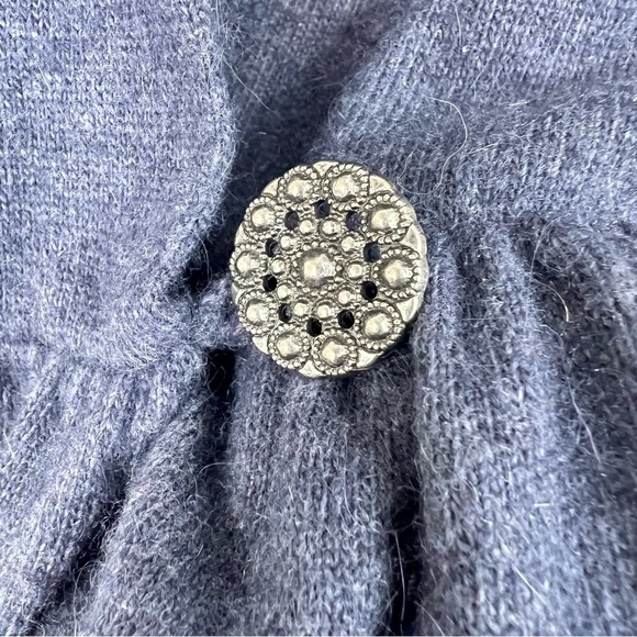 Vintage Y2K Cynthia Rowley Angora Wool Cardigan Sweater Asymmetrical Hem Blue - Picture 5 of 8